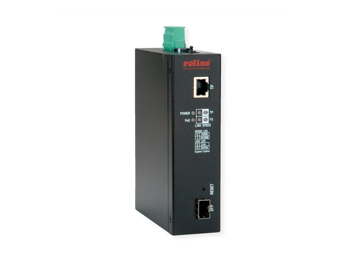 ROLINE Industrie Konverter Gigabit Ethernet - Dual Speed 100/1000 Fiber, mit PoE Funktion
