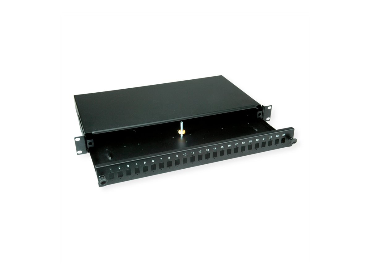 VALUE 19-Zoll-Spleißbox leer 1 HE, ausziehbar, 24x SC SX / LC DX