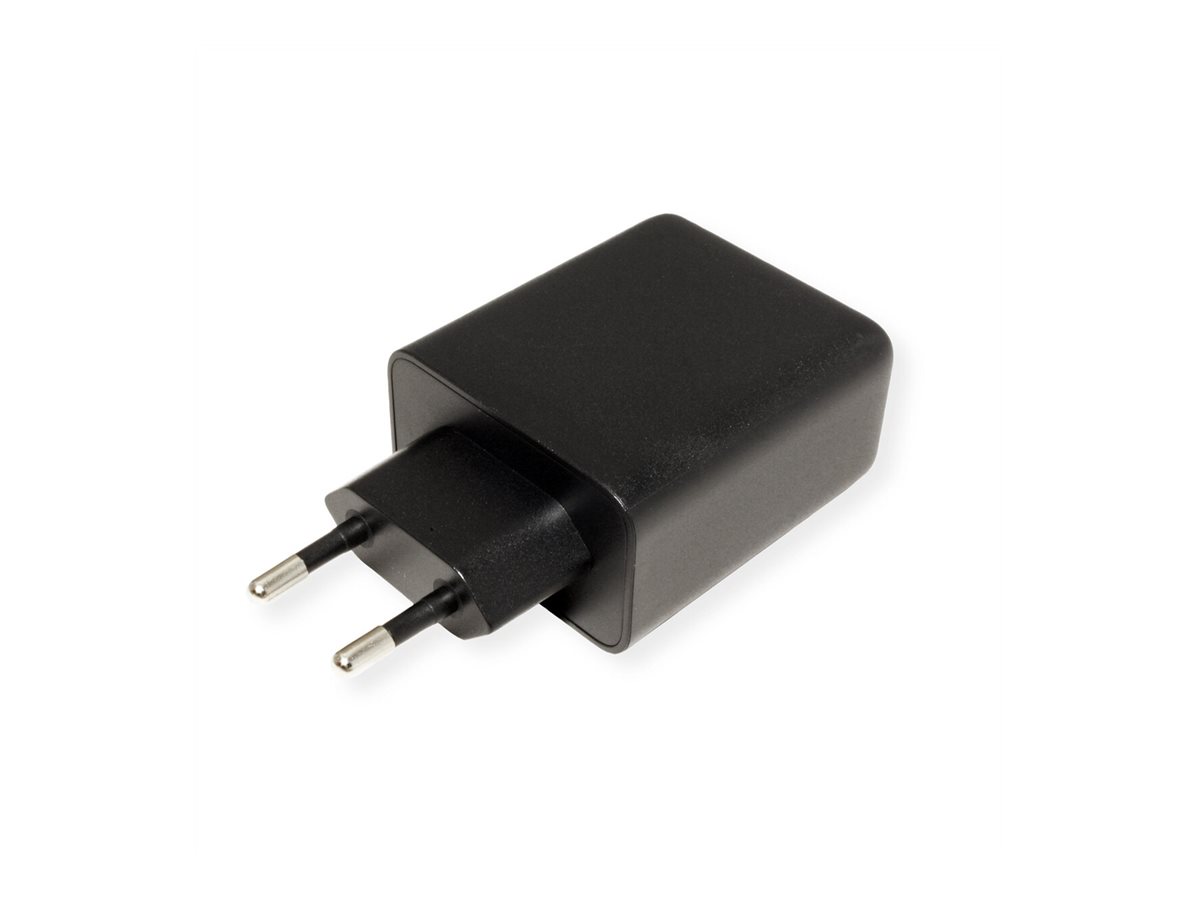 VALUE USB Charger mit Euro-Stecker, 3-Port (Typ-A, 2x Typ-C), 65W, GaN