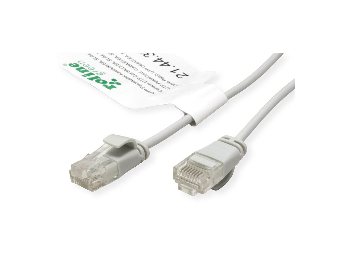 ROLINE GREEN UTP Patchkabel Cat.6A (Class EA), LSOH, slim, grau, 0,3 m