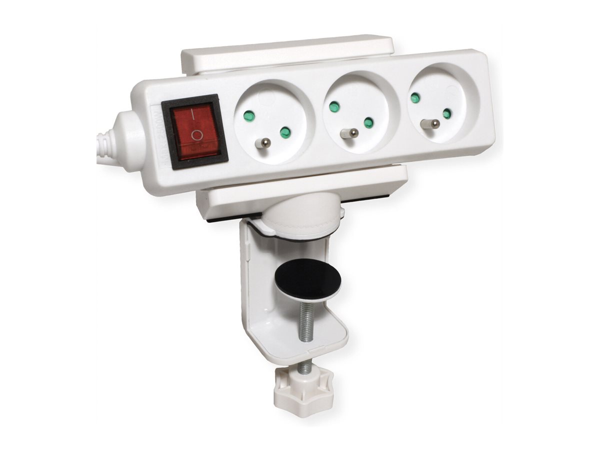 VALUE Tischklemme für Steckdosenleiste, drehbar 360°, weiß