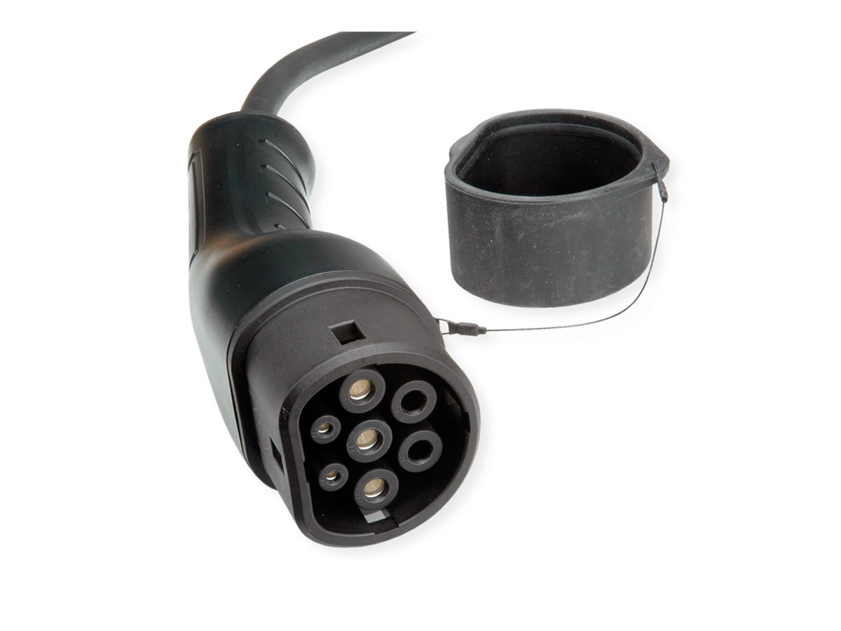 ROLINE E-Auto Spiral-Ladekabel Typ2, 1-phasig, 250VAC (1P+N+E), 32 A, 7,4 kW, max. 5m