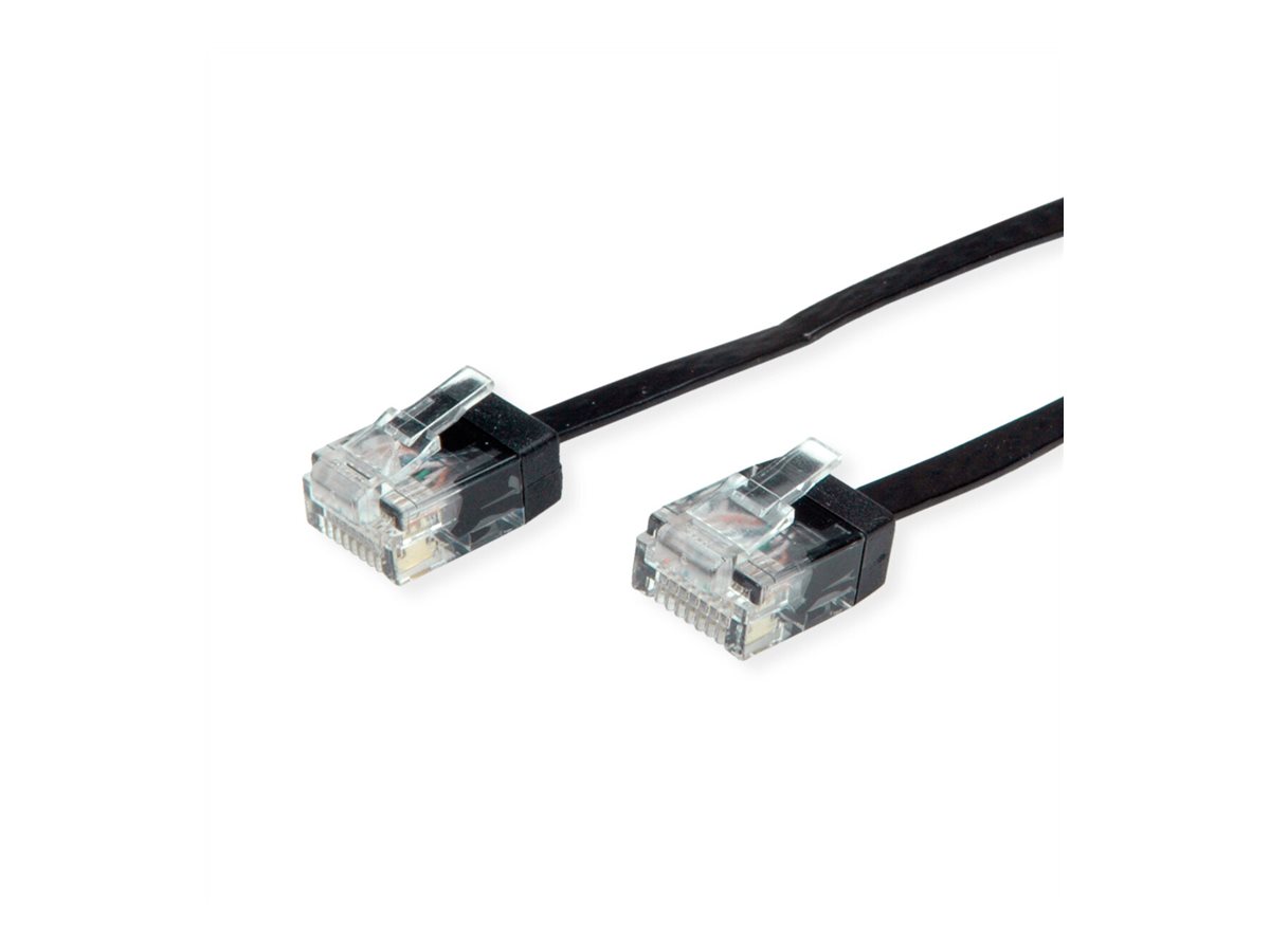 ROLINE UTP Patchkabel Kat.6A (Class EA), extra-flach, schwarz, 0,5 m