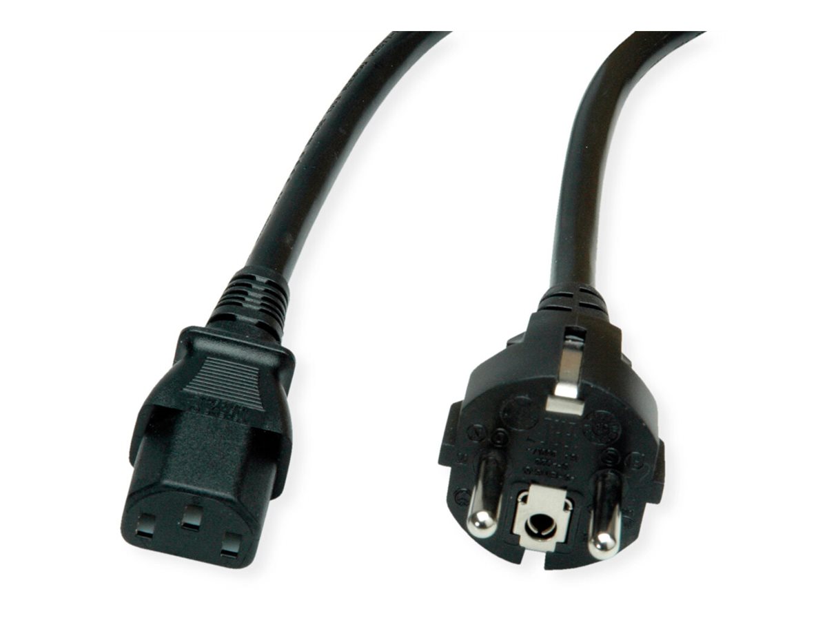 VALUE Netzkabel, IEC-Buchse &amp, CEE7/7-Stecker gerade, schwarz, 0,6 m