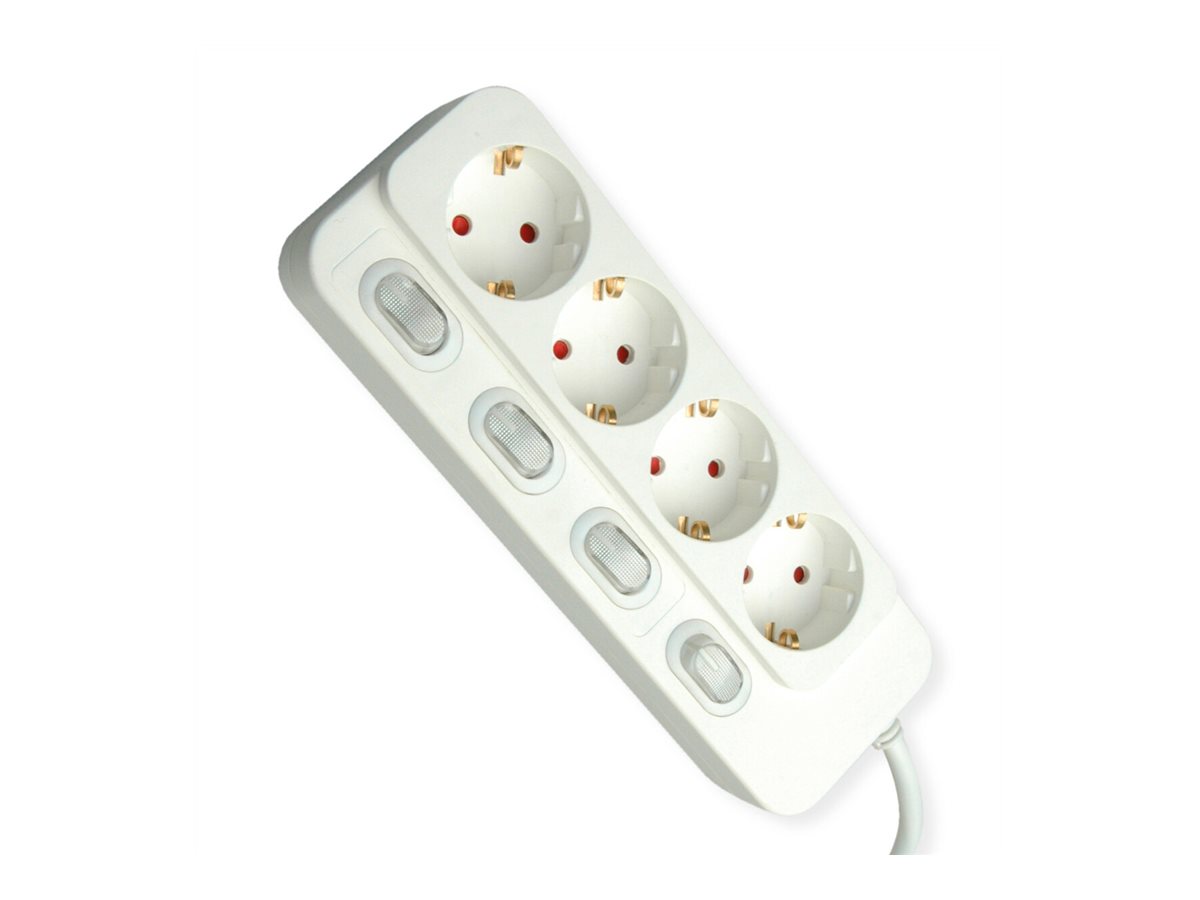 VALUE 4-fach Steckdosenleiste mit Einzelschaltern, weiß, 1,5 m