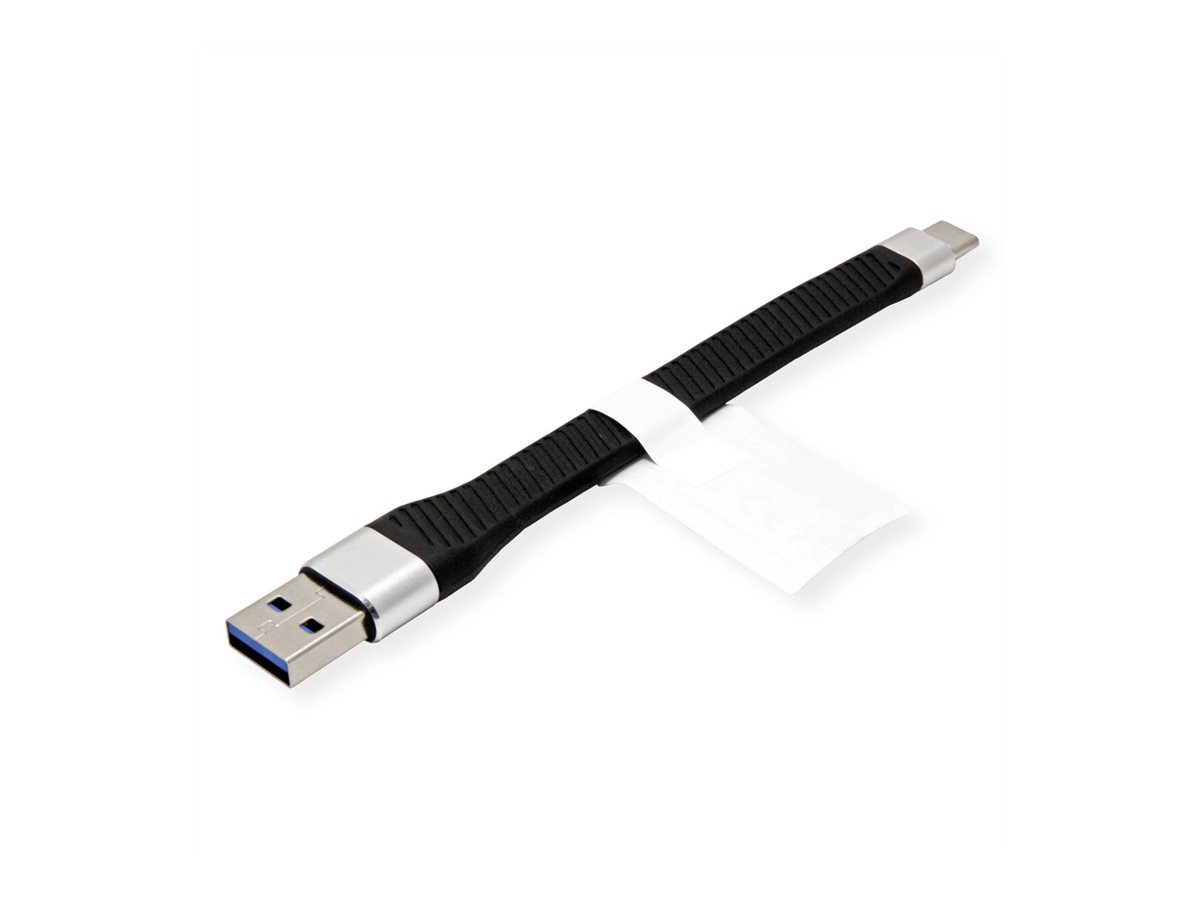 ROLINE USB 3.2 Gen 2 Silikonkabel, C-A, ST/ST, 10Gbit/s, Emark, schwarz, 11 cm