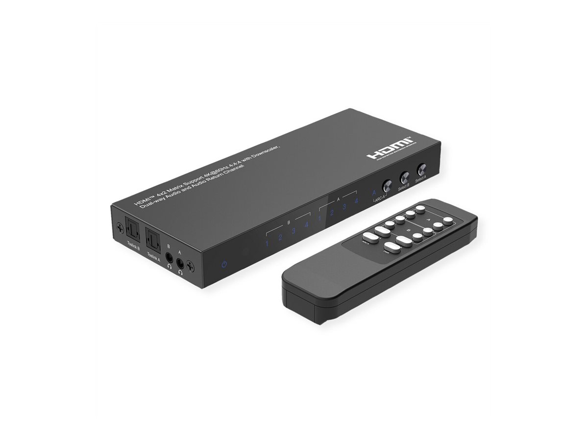VALUE 4K HDMI Matrix Switch, 4 x 2, mit Fernbedienung
