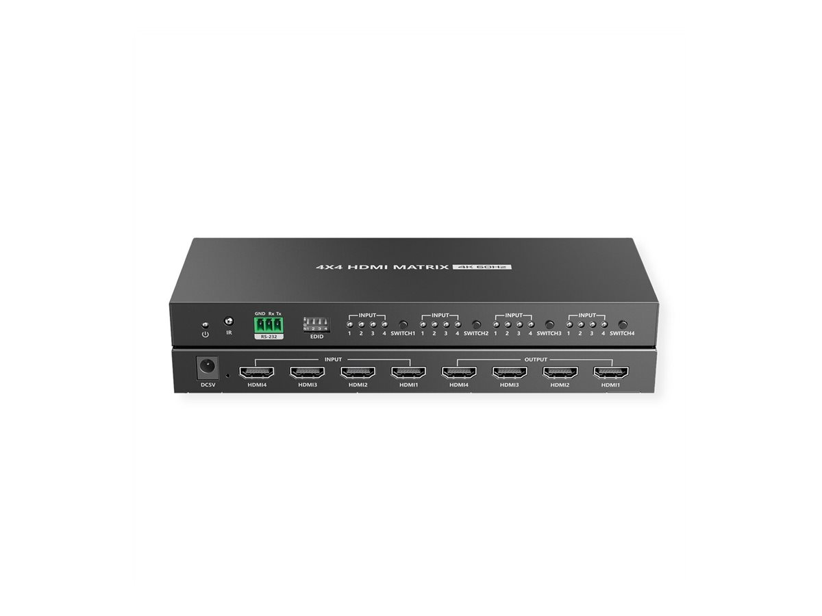 VALUE 4K HDMI Matrix Switch, 4 x 4, mit Fernbedienung