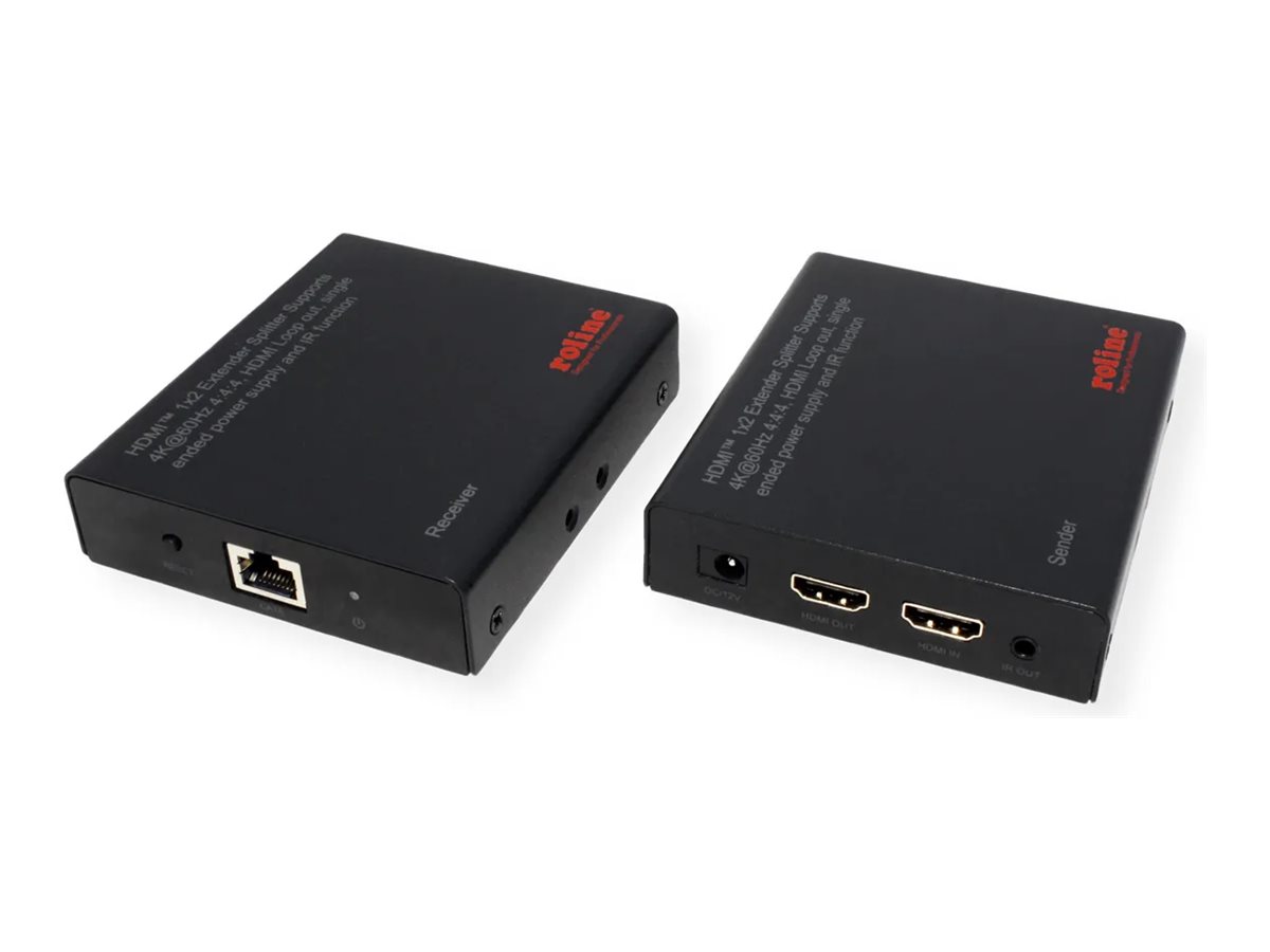 ROLINE HDMI Extender und Splitter, 1x2, über Kat.6A, 70m, 4K60Hz