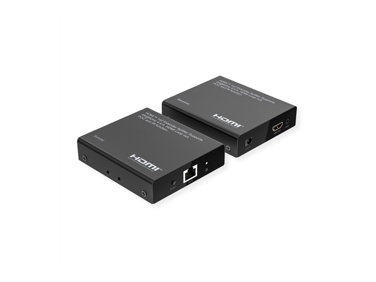 ROLINE HDMI Extender und Splitter, 1x2, über Cat.6A, 70m, 4K60Hz