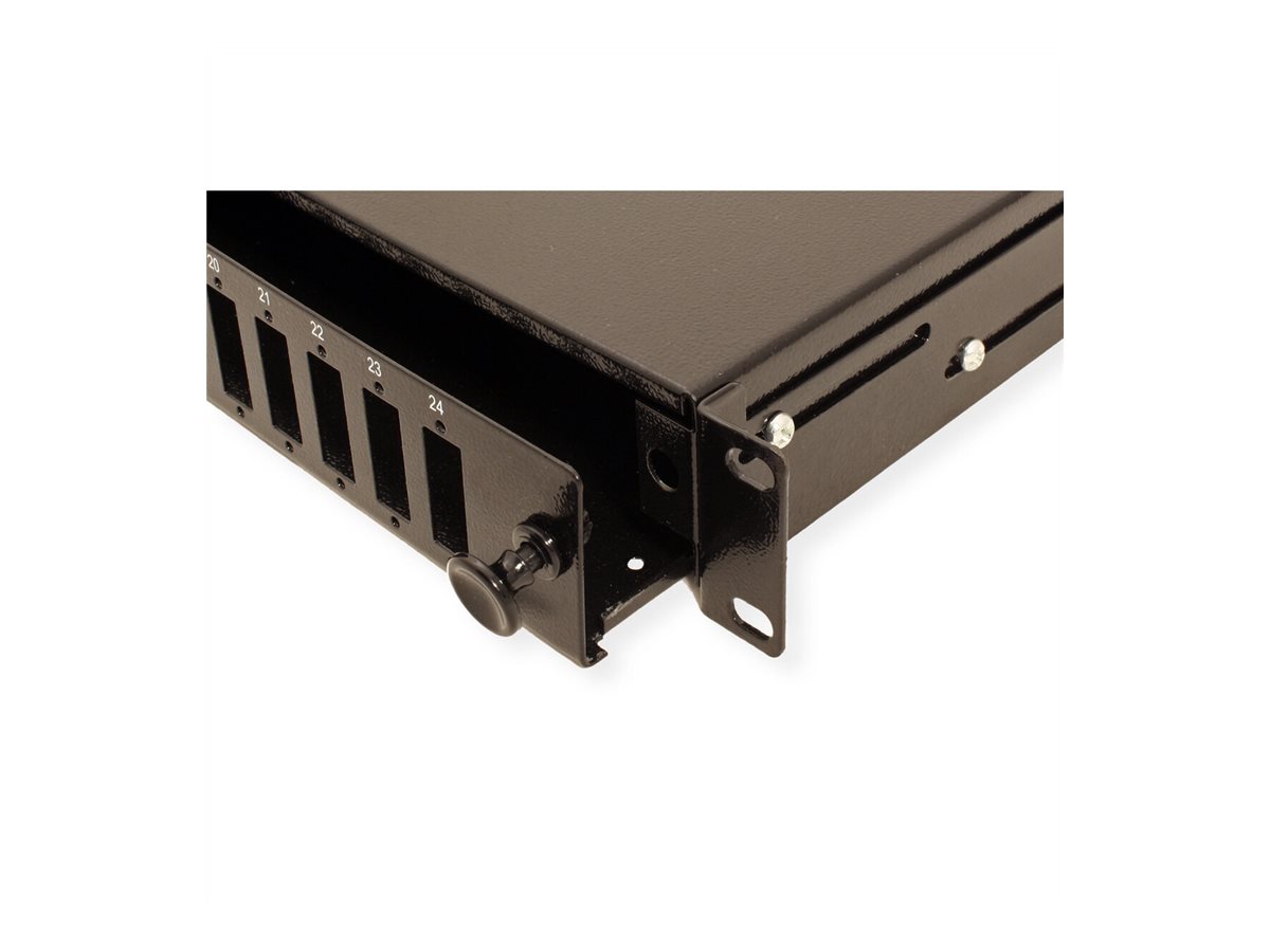 VALUE 19-Zoll-Spleißbox leer 1 HE, 24x SC DX / LC 4-fach, ausziehbar