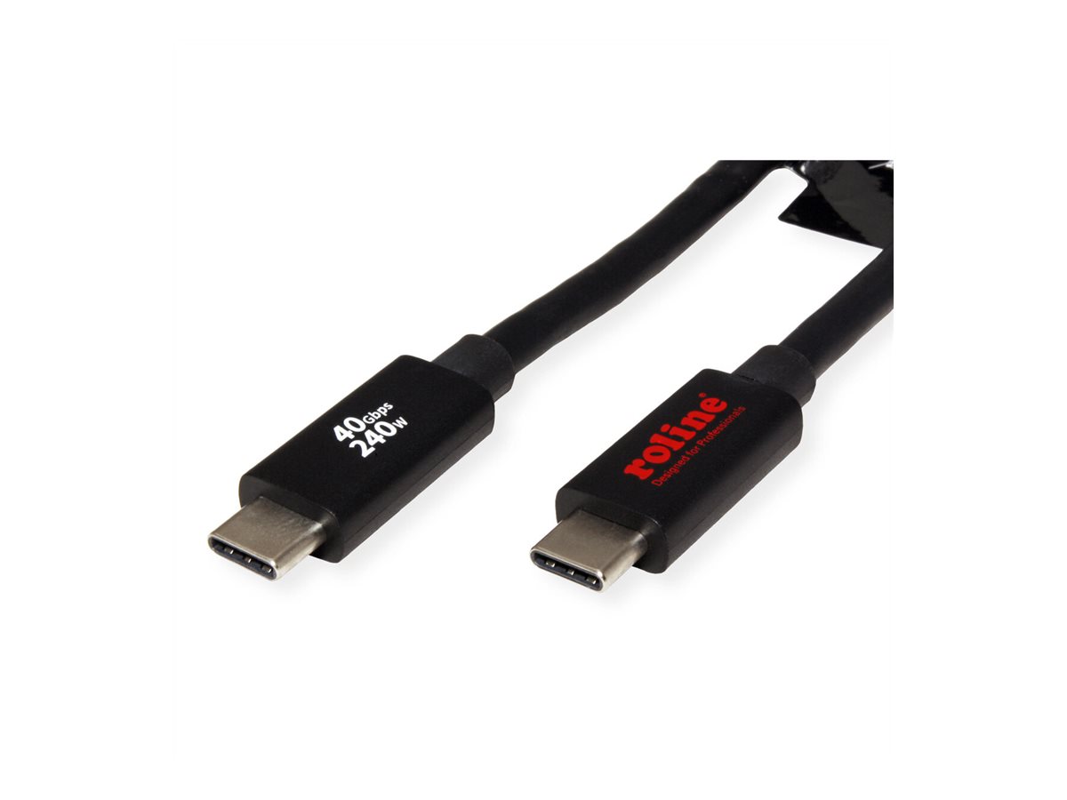 ROLINE USB4 Gen3x2 Kabel, C–C, ST/ST, 8K UHD-2, 40Gbit/s, 240W, schwarz, 2 m