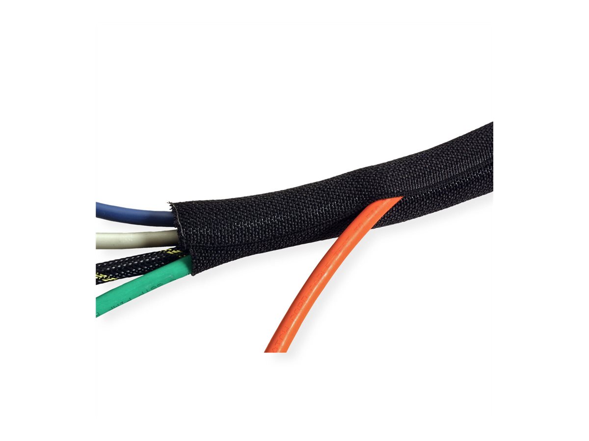 VALUE Gewebeschlauch SNAP für Kabelbündelung, schwarz, 25 m