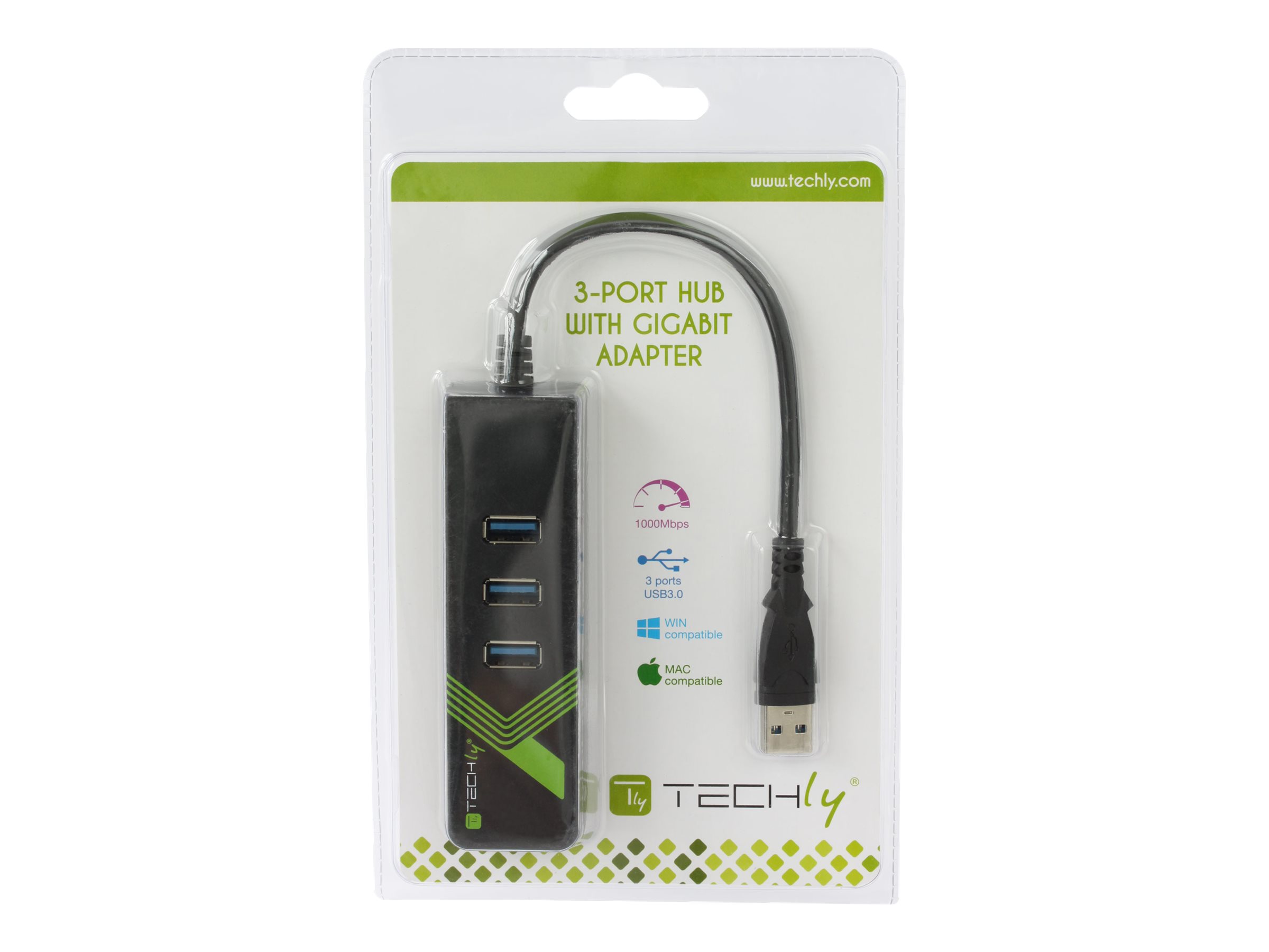 TECHLY USB3.0 auf RJ45 Gigabit mit HUB