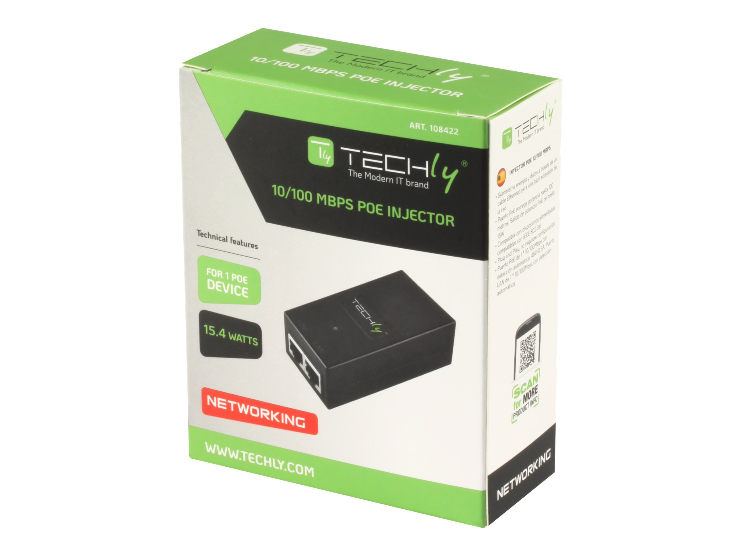 TECHLY PoE Injector Injektor 10/100