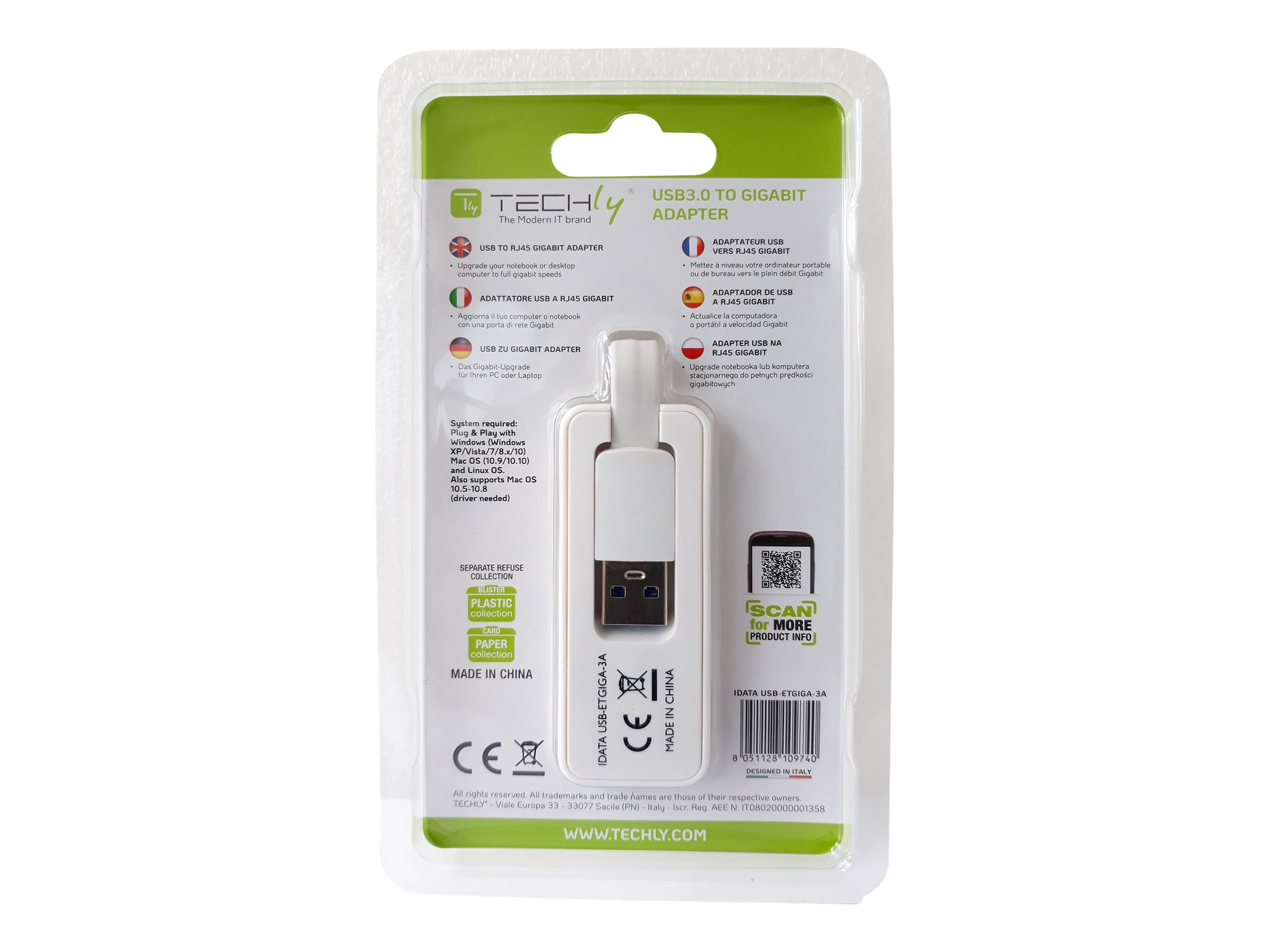 TECHLY USB3.0 RJ45 Adapter WEISS
