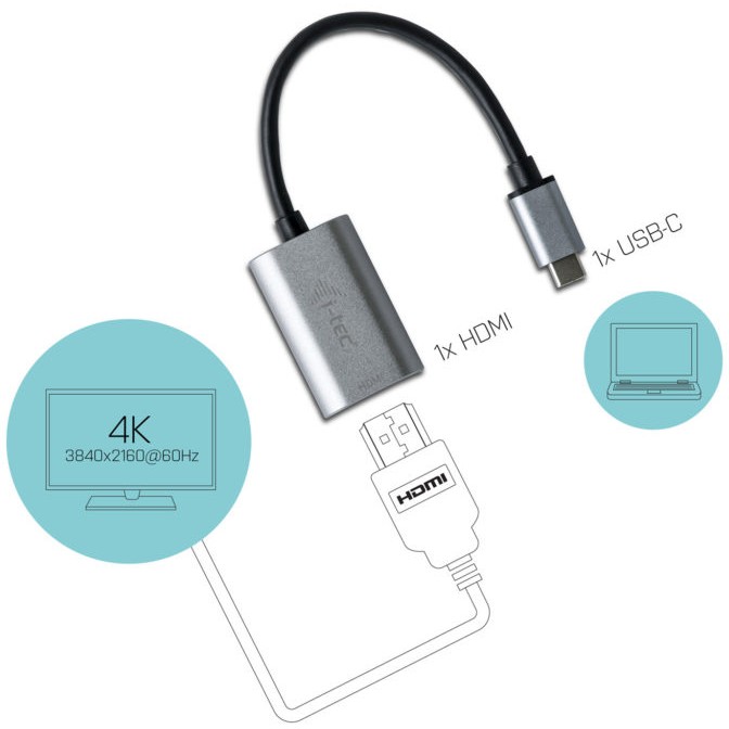 I-TEC USB C Metal HDMI 4K 60Hz Adapter