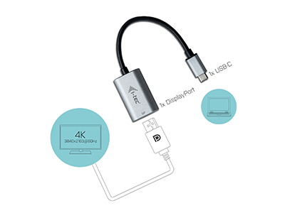 I-TEC USB C Metal DP 4K 60Hz Adapter