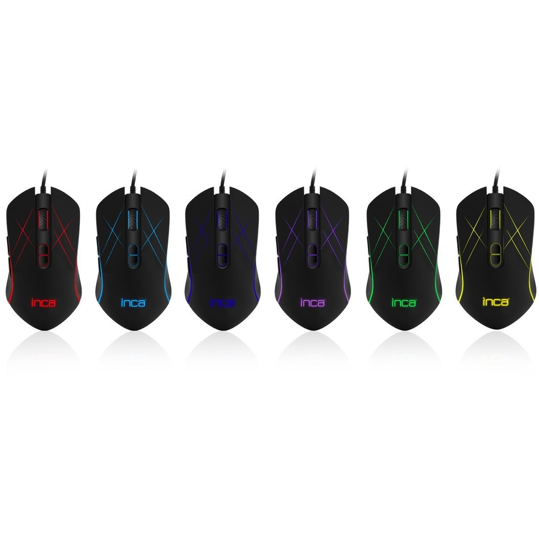 INCA Gaming Maus IMG-GT12   3200 DPI, RGB, 7 Tasten, USB, SW retail