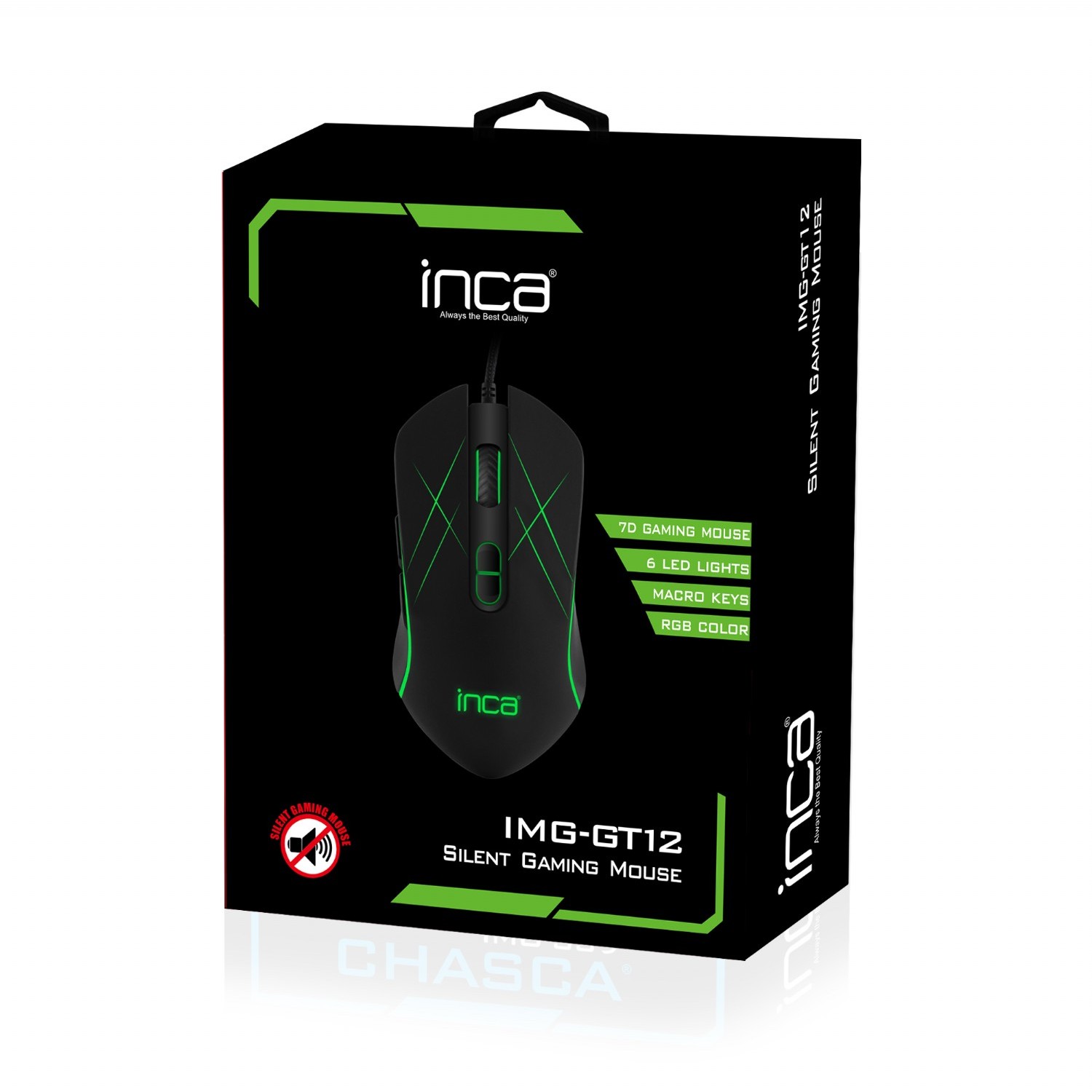 INCA Gaming Maus IMG-GT12   3200 DPI, RGB, 7 Tasten, USB, SW retail