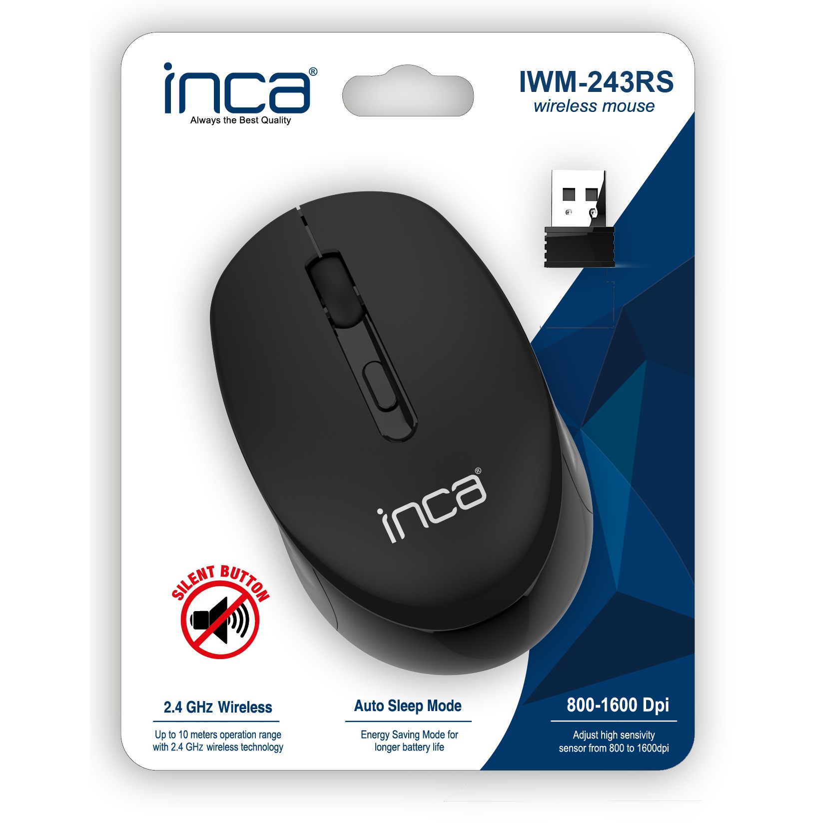 INCA Maus IWM-243RS   1600 DPI,CANDY DESIGN schwarz, 2,4GHz