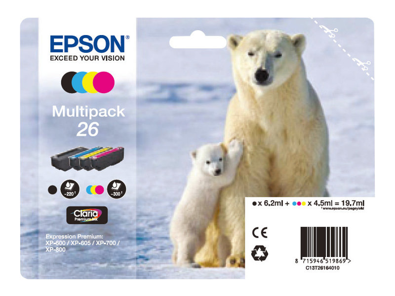 Patrone Epson 26 4er-Pack black + color                T2616