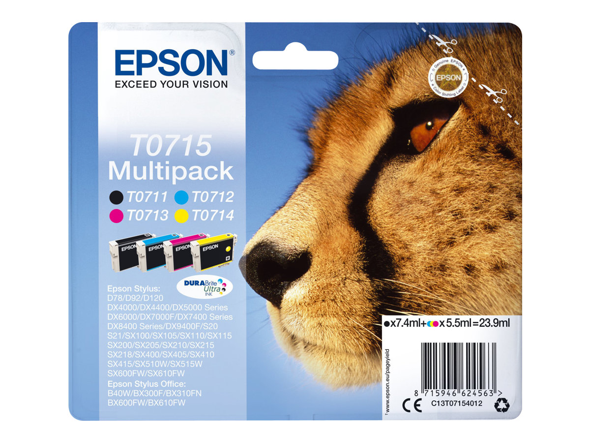 Patrone Epson T0715 4er-Pack black + color             T0715