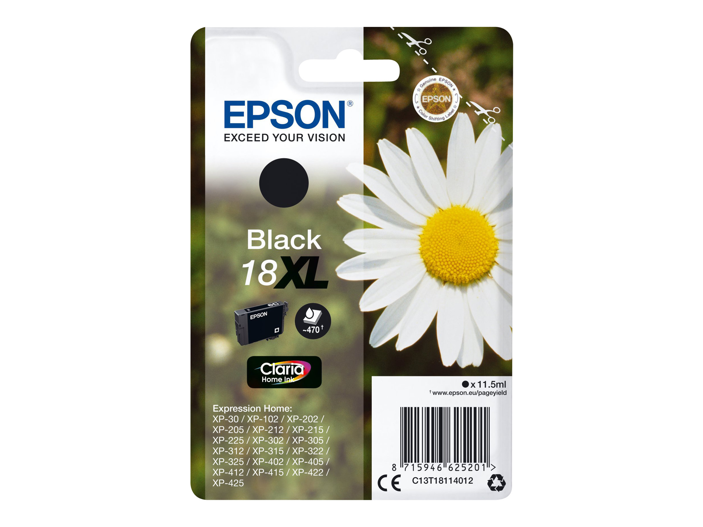 Epson Daisy Singlepack Black 18XL Claria Home Ink