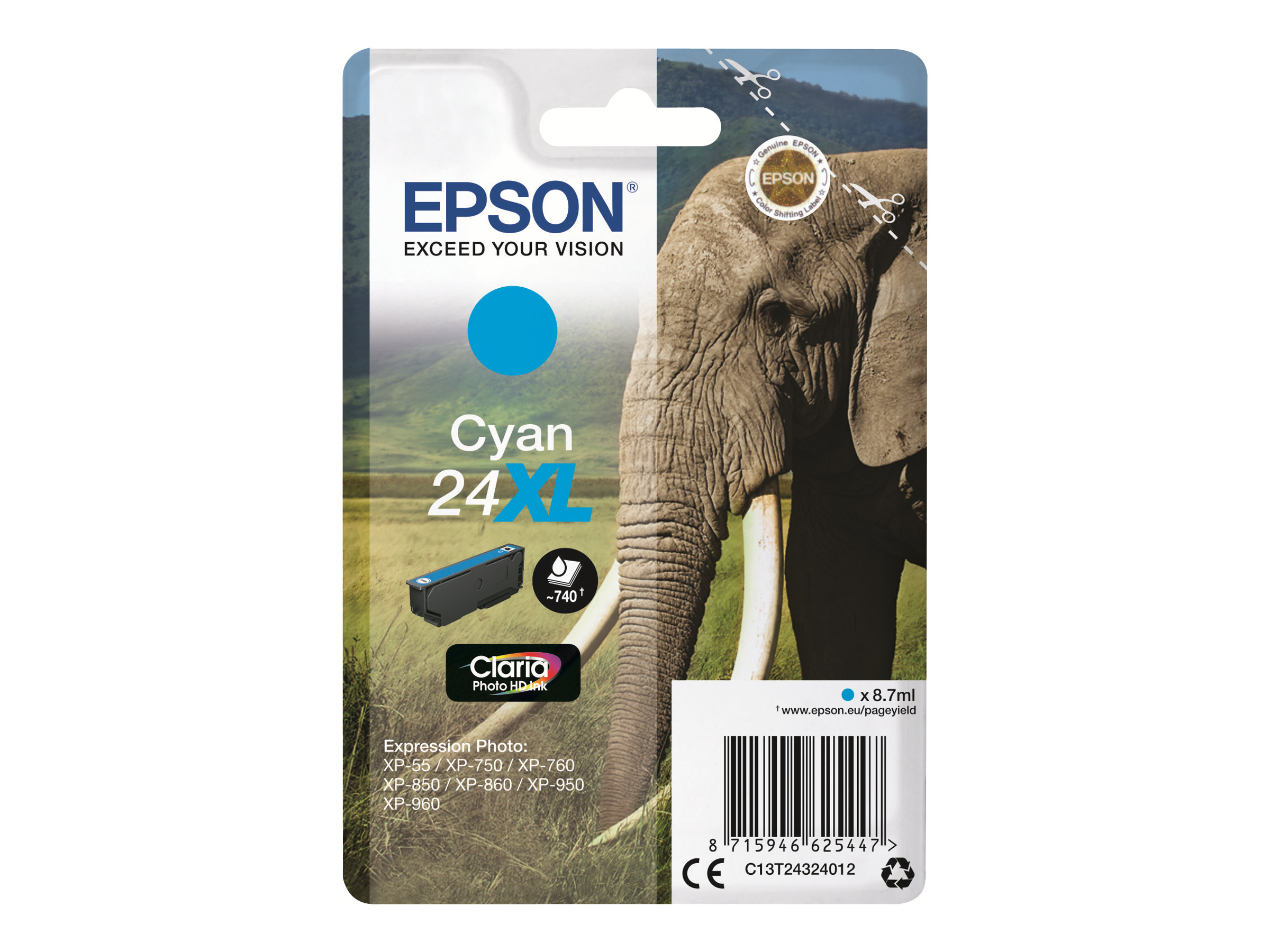 EPSON 1LB ink Singlepack Cyan 24XL