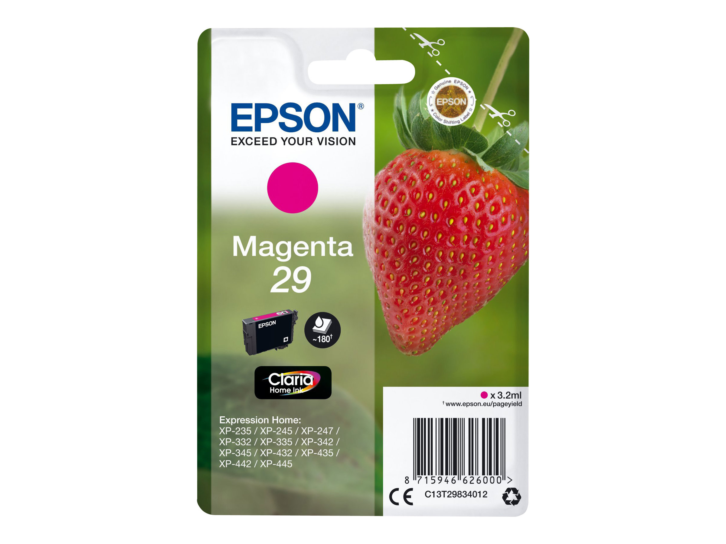 Epson Strawberry Singlepack Magenta 29 Claria Home Ink