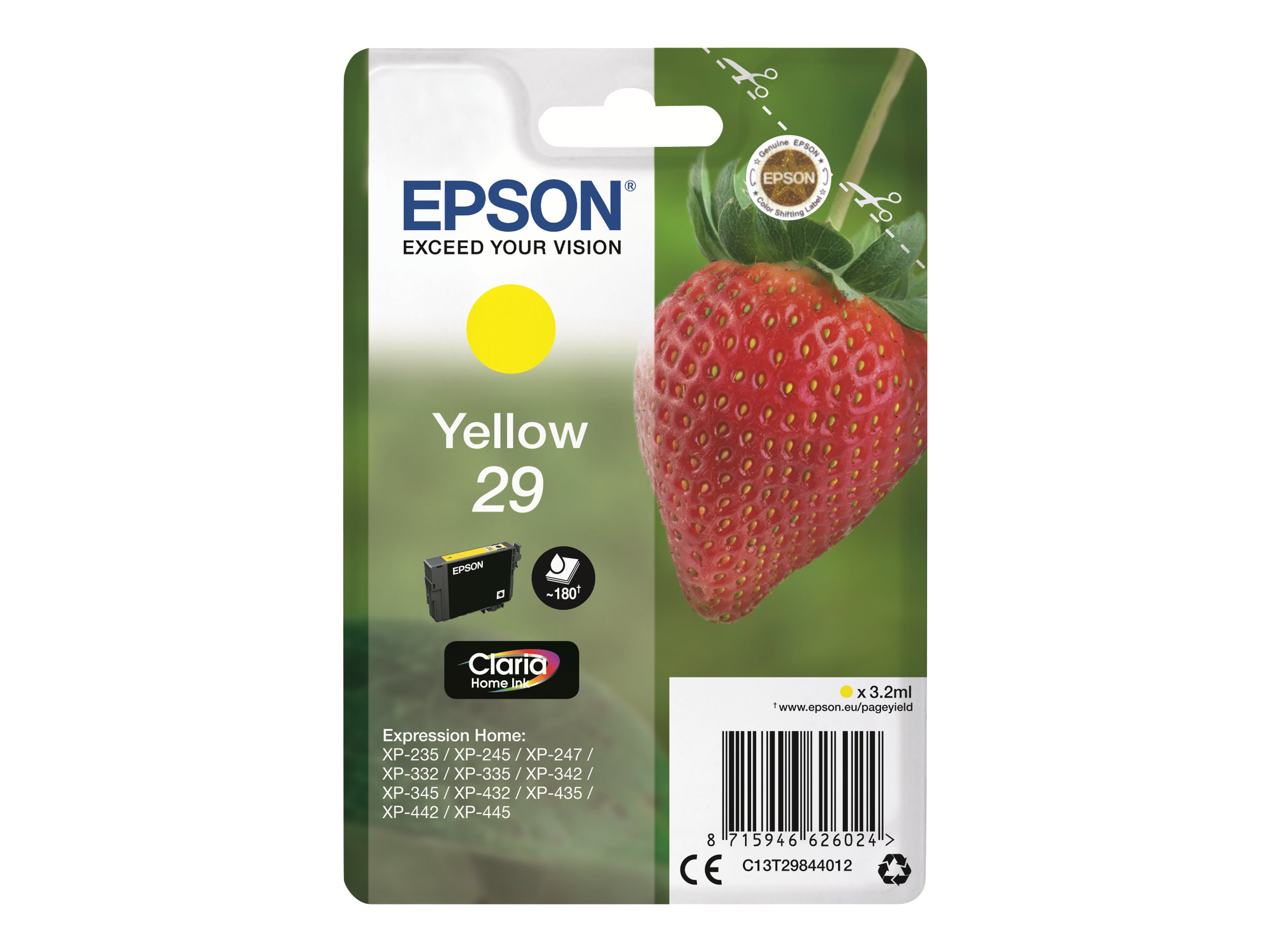 Epson Strawberry Singlepack Yellow 29 Claria Home Ink