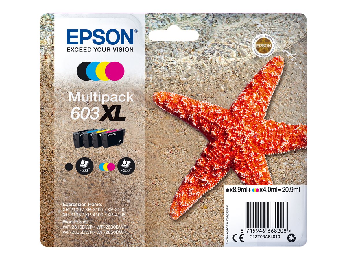 Patrone Epson 603 4er-Pack black + color XL            T03A6