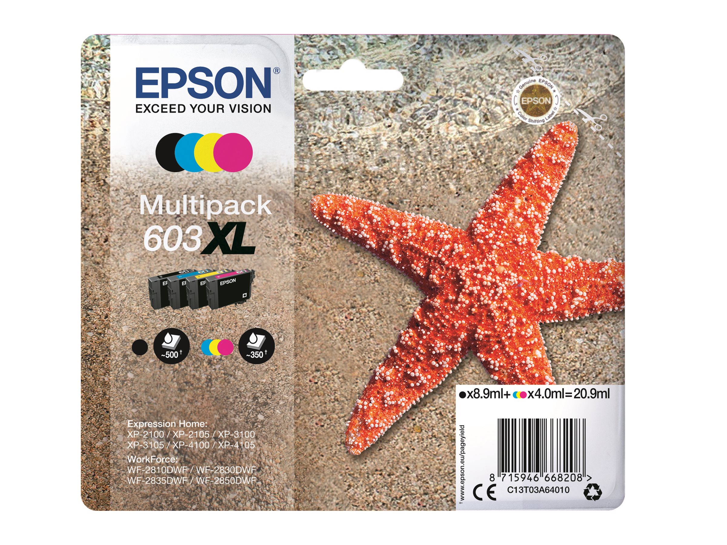 Patrone Epson 603 4er-Pack black + color XL            T03A6