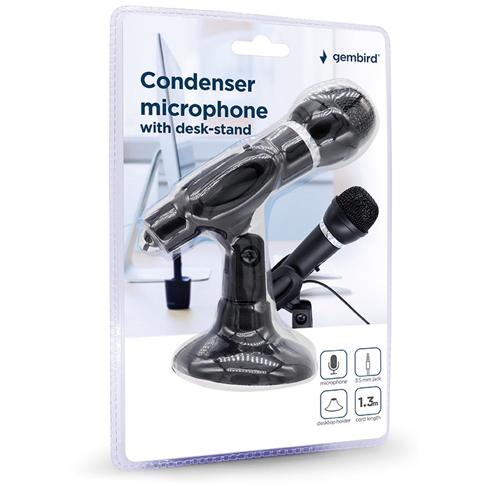 gembird Kondensatormikrofon mit Tischständer schwarz 3,5mm