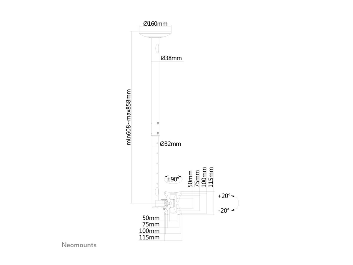 Neomounts Monitor-Deckenhalterung