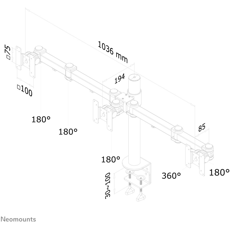 Neomounts TIS 10-21 3TFT je max.6KG 6Gelenke schwarz