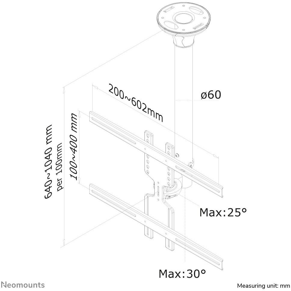 NEOMOUNTS Deckenhalterung 32-60Z silber