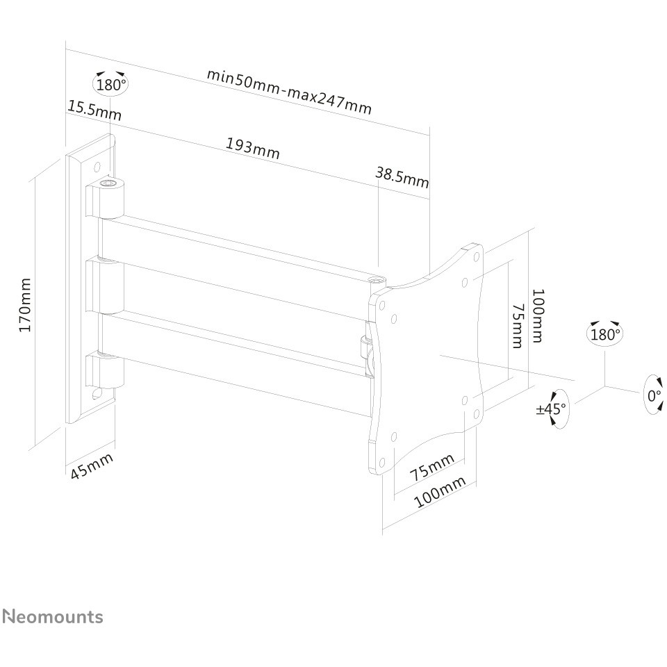NEOMOUNTS Wall Mount 25,4-60,96cm schwar