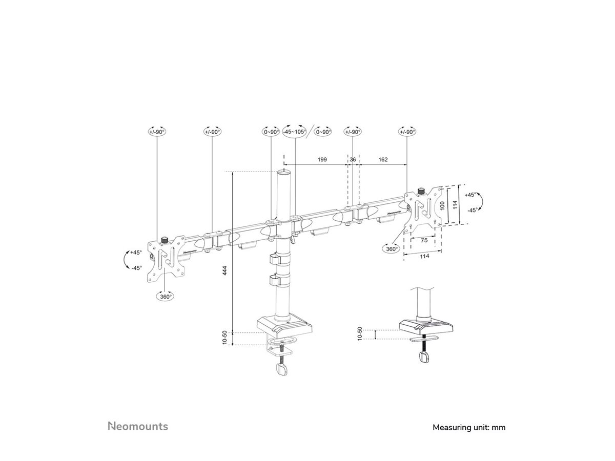 Neomounts TIS 10-32 2TFT 4Gelenk schwarz Max.8KG