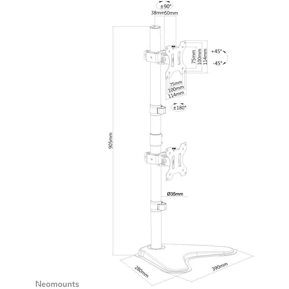 Neomounts TIS 10-32 2TFT 2Gelenke schw. Max.8KG