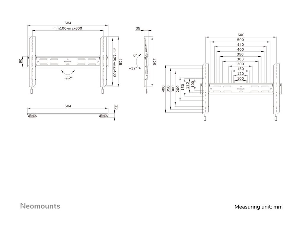 Neomounts WAH 40-82 1TFT 2Gelenk schwarz Max.70kg