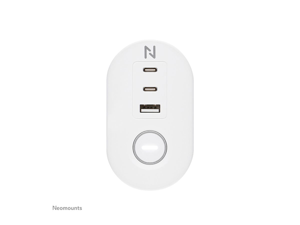 Neomounts STE 3er Tischsteckdose Klemme 1xUSB-A 2xUSB-C weiß