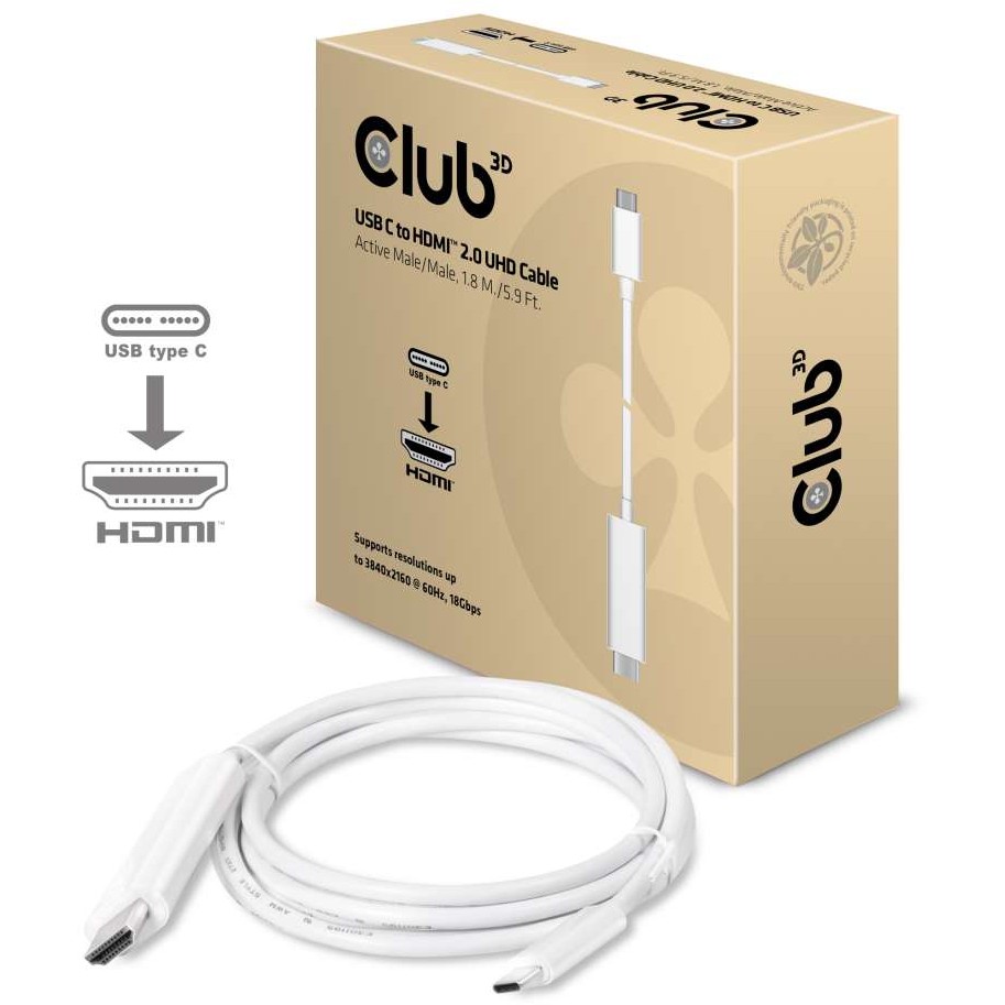 CLUB3D USB C auf HDMI™ 2.0 UHD Kabel Aktiv 1.8M