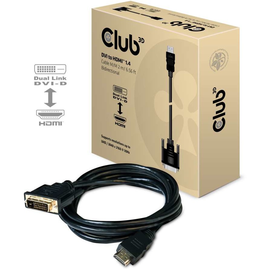 Club3D Kabel   DVI <-> HDMI 1.4  2m 4K30Hz St/St retail