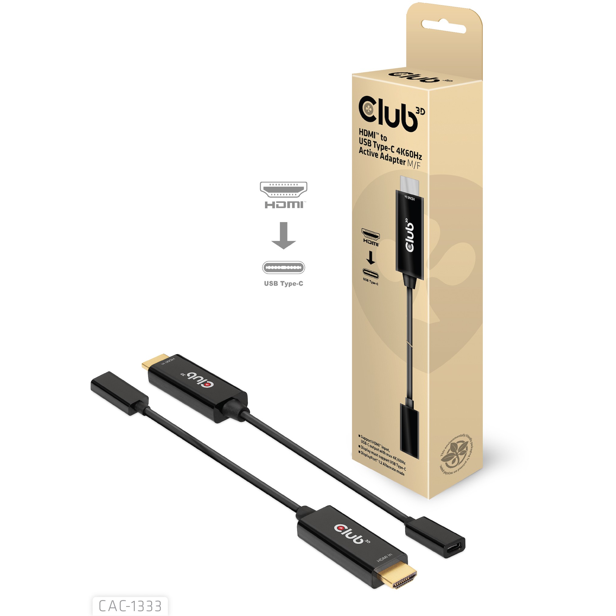 CLUB3D HDMI to USB Type-C 4K60Hz Active Adapter M/F
