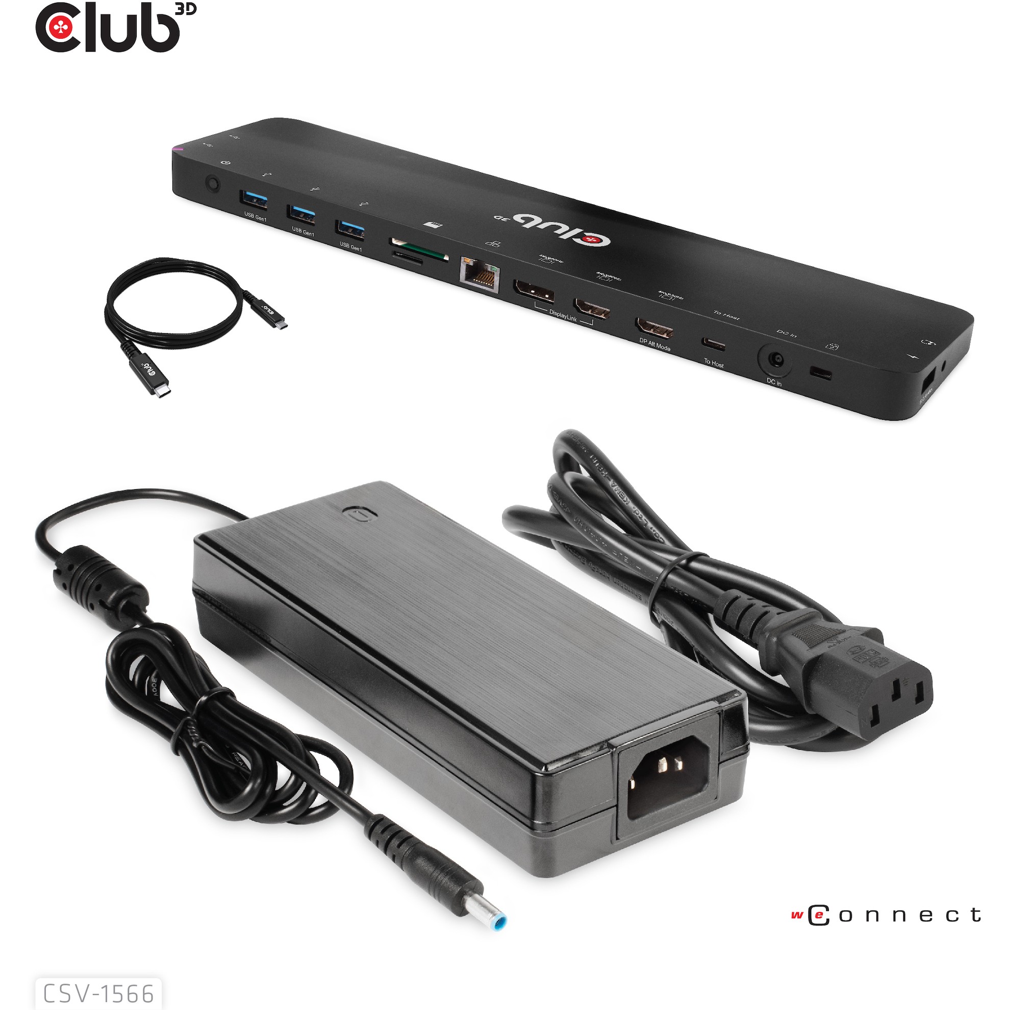 CLUB3D USB Gen1 Typ-C Triple Display DP Alt-Modus Displaylink Dynamic PD Ladestation mit 120 Watt PS