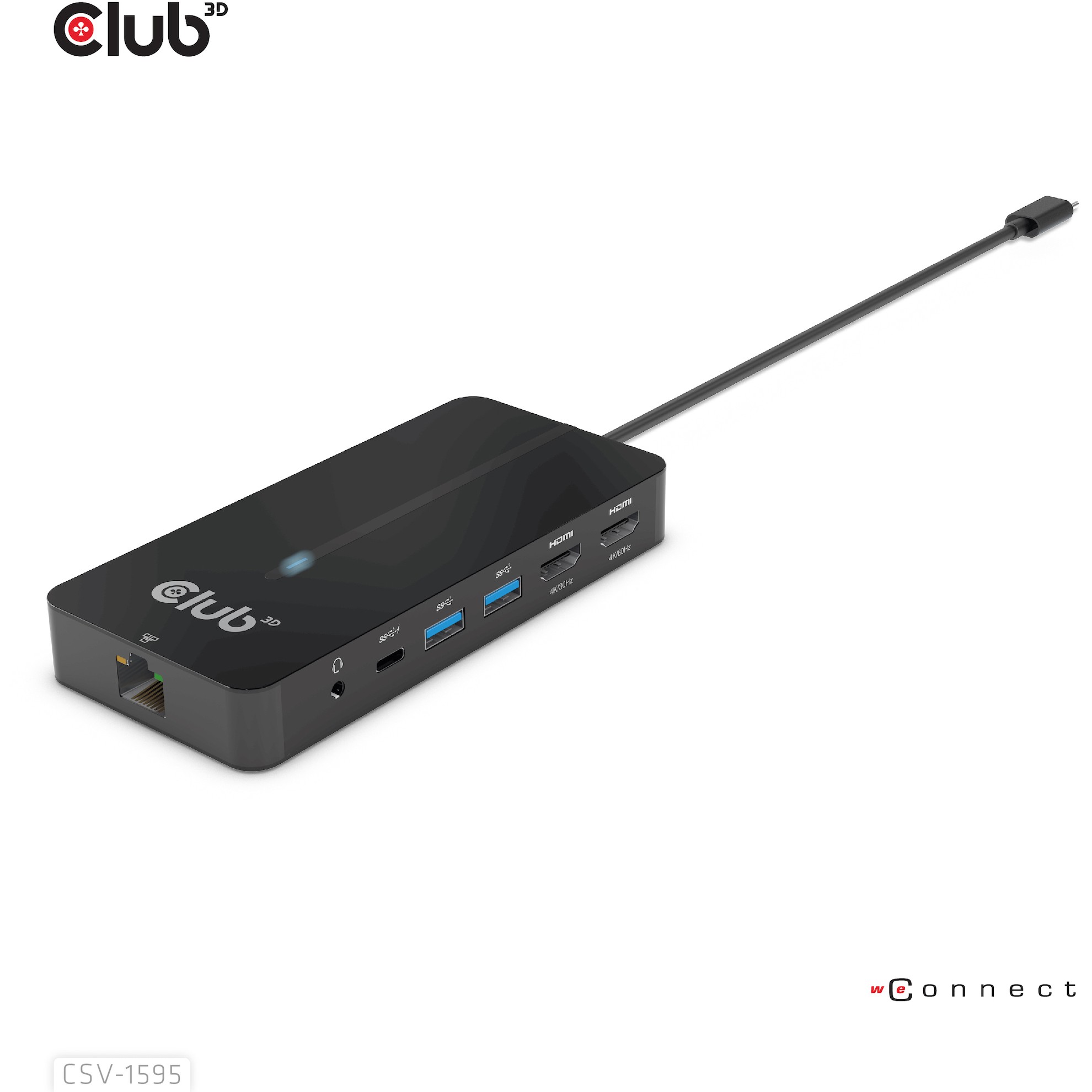 CLUB3D USB Gen1 Type-C 7-in-1 hub with 2x HDMI, 2x USB Gen1 Type-A, 1x RJ45, 1x 3.5mm Audio, 1x USB Gen1 Type-C 100W Female port