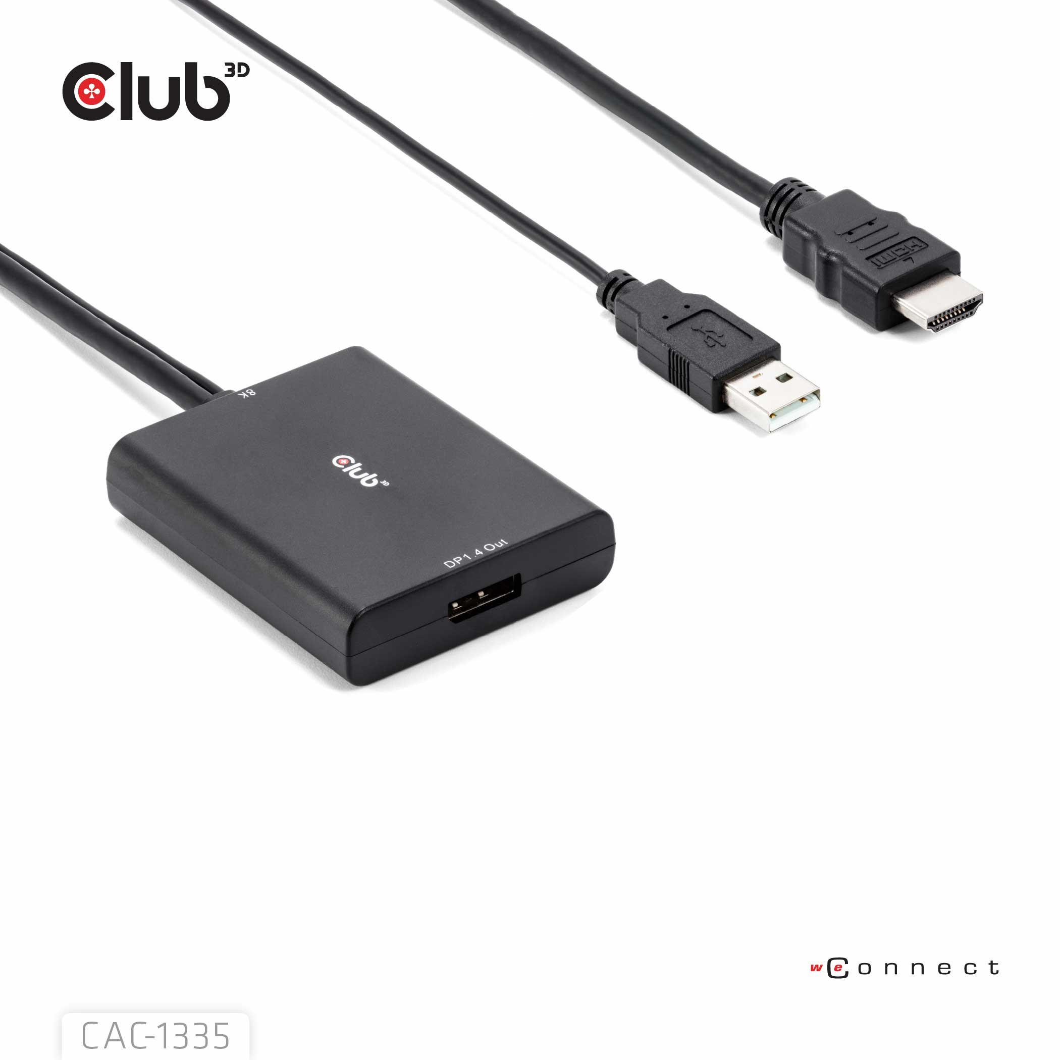 CLUB3D HDMI + Micro USB to DisplayPort™ 4K120Hz or 8K30Hz M/F Active Adapter