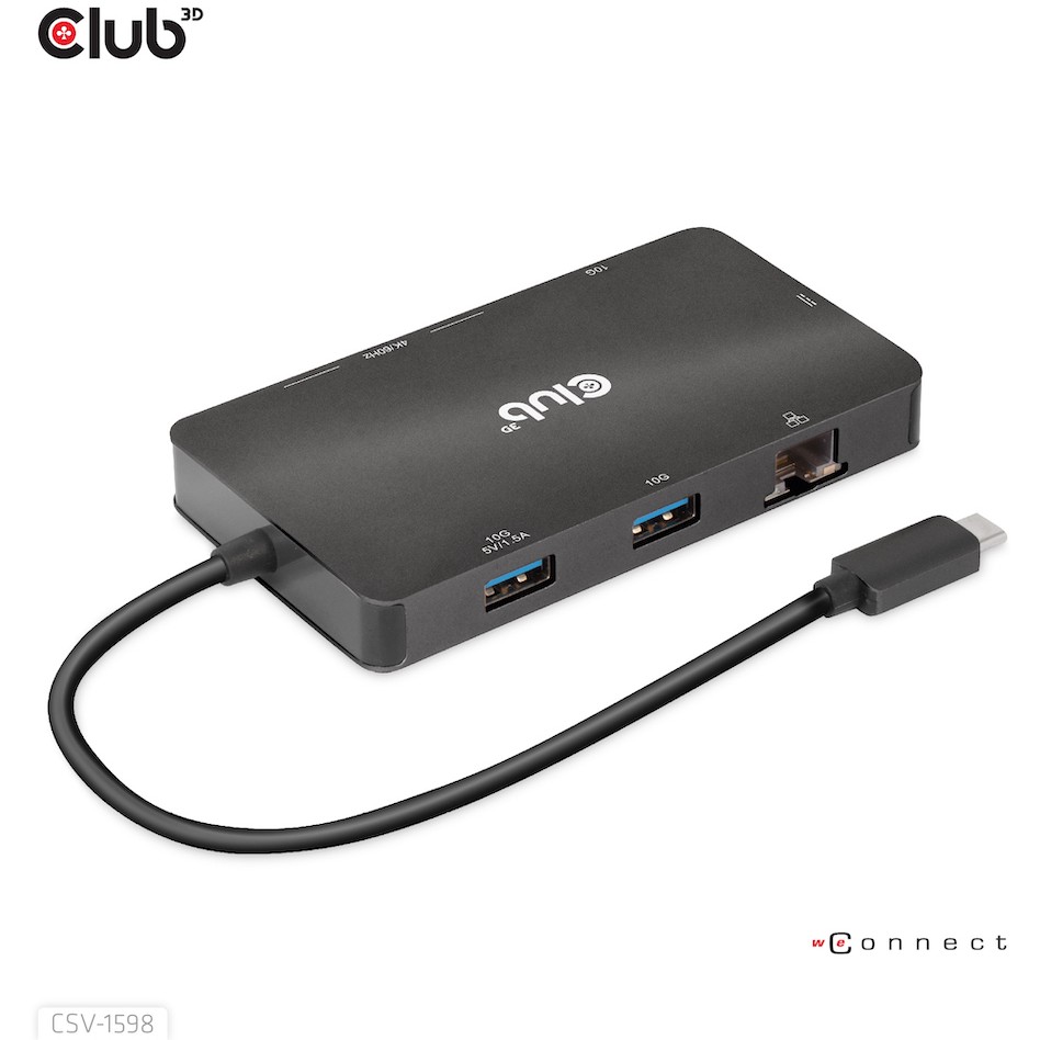 CLUB3D USB Gen2 Type-C to Dual DisplayPort 4k60Hz 7-in-1 HUB