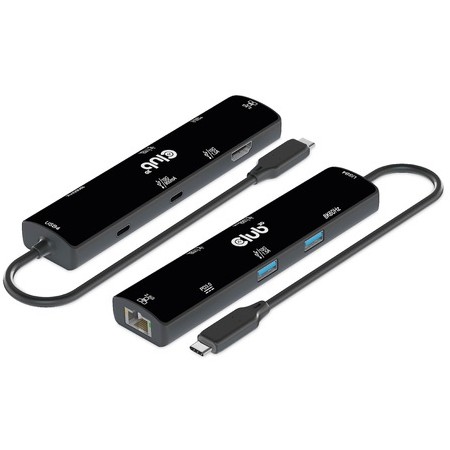 CLUB3D USB4™ Gen3x2 Type-C, 6-in-1 Hub with HDMI™ 8K60Hz or 4K120Hz, 2xUSB Type-A(10G), Ethernet RJ45(2.5G) and 2xUSB Type-C, 1x Data(10G) and 1xPD3.0 charging 100 watt
